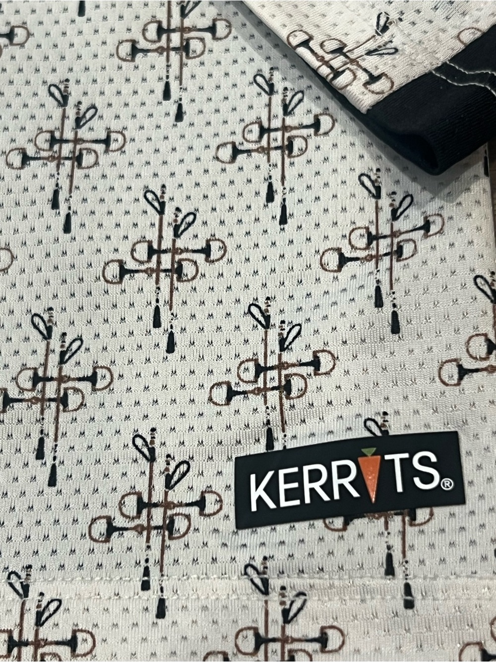 Kerrits White and Black Mesh Equestrian Top with Carrot Logo Size XL - Picture 4 of 14